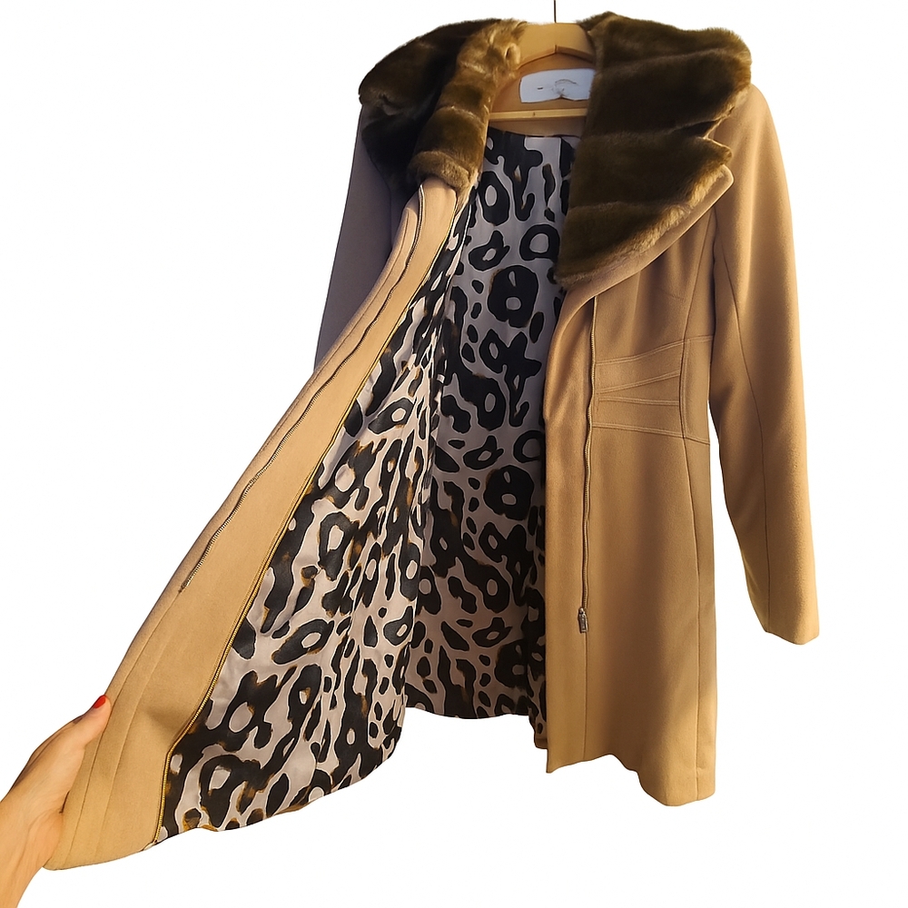 Jessica Simpson Tan Teddy Jacket with Faux Fur Collar